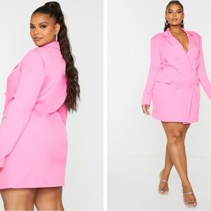 PLUS Hot Pink Double Breasted Structured Blazer Dress NWT size 26uk